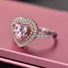 Ringe für Frauen S925 Sterling Silber Rosa Herz Topas Edelstein Edlen Schmuck Romantische Niedliche Hochzeit Verlobungsring Accessoires Y189302x