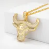 Hanger Kettingen Hip Hop Uit Zirkoon Bull Head Zodiac Ox Ketting Mannen Vrouwen Rock Animal Party Sieraden Kerstcadeau