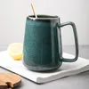 Tazza in ceramica retrò Europa da 700 ml con cucchiaio da caffè, ufficio creativo, tè, bevande, bicchieri, regalo per coppie 231228