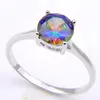 Luckyshine 10 قطع الكثير مستديرة جولة متعددة الألوان Mystic Topaz Gem 925 Sterling Silver Rings للنساء الرجال CZ Rings 224Q