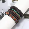 Charmearmbanden Etnische stijl lederen armband Heren Retro stoffen strip Meerlaags voor heren Handgeweven sieraden