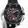 Quartz movement Men's watches 44mm 26400 white dial stainless steel Sports Rubber Chronograph work Men Wristwatches