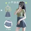 Mulheres de banho elegante moda harajuku kawaii maiôs de uma peça feminina manga longa oco para fora culottes biquinis sexy casual feminino