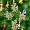 Flores decorativas Navidad bayas de imitación brillo falso tallo de baya plantas artificiales árbol corona decoraciones florales