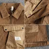 Jaquetas masculinas vintage multi bolsos lavado veludo solto casual todos os jogos moda retalhos lapela zíper simples aconchegante casacos masculinos