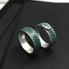 Designer Ring Silver Retro distressed Green Enamel Ring Interlocking Letter Ring Fashion trends Couple Matching Ring