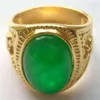Jewelry 18K GP green jade men's ring8 9 10 11 12273h