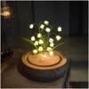 Couronnes de fleurs décoratives LED muguet à la main lueur veilleuse matériel de bricolage pour la maison chevet décor de bureau Valentine Dhvir