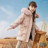 Manteau d'hiver en fausse fourrure pour filles, parka à capuche, épais, chaud et brillant, veste rembourrée en coton pour enfants, vêtements d'extérieur, TZ659