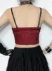 Débardeurs pour femmes InsGoth Gothic Crop Top Esthétique Harajuku Camis Cuir Épissage Spaghetti Strap Camisole Dos Nu Clubwear Tenue