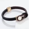 Bracelet en cuir et acier titane pour hommes et femmes, nouveau modèle rétro classique de haute qualité, corde à boucle magnétique, chaîne à boucle magnétique, 347Q