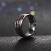 Cluster Rings Wood Inlay Titanium Steel For Men 8 Mm Abalone Shell Tungsten Carbide Ring OBSEDE Fashion Male Jewelry Accessory 5-1233u