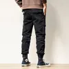 Men's Pants Retro Slim Jogger Cargo Clothes 3D Pockets Outdoor Hiking Camping Casual Wear Washed Trousers Twill Straight Fashion