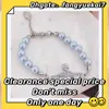 2024 Designer Empress Dowager's Blue and White Diamond Saturn Pearl Bracelet Women's Fashion Punk Style Light Blue Pearl Collar Chain