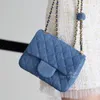 Denim Mini Flap Bag Crossbody Designer Bag For Women Handbag Purse 17cm Luxury Bag Designer Women Flap Phone Holder With Chain Bag 10A Mirror Quality C006B With Box
