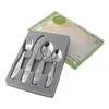 4st/Set Baby Spoon Food Feeding Fork Knife -redskap Set Rostfritt stål Barn som lär sig äta vana barn bordsartiklar 231229