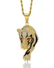 Pendentif Colliers Xishan Red Eye Tiger avec chaîne de corde de 4 mm Bling glacé Zircon cubique Hommes 039s Hip Hop Bijoux de mode Cadeaux5190057