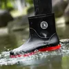 Winter Windproof Cotton Rain Boots Men Warm Light Ankle Rainboots Fashion Black Slip on Rain Shoes Men Waterproof Work Boot 2024 231228