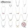 DORAPANG 100% 925 Sterling Zilveren Ketting Hanger Hartvormige Boog Liefde Hanger Ketting Rose Goud Originele Echte Vrouwen Jewelry181B