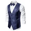 Gilet da uomo Gilet da spettacolo da uomo Gilet con papillon Stampa Abito monopetto Slim Fit Gilet formale da lavoro con scollo a V senza maniche