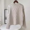 Women's Sweaters Women Autumn And Winter Short Round Neck Pullover Cable Cashmere Pattern Sweater