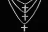 Collier pendentif unisexe en acier inoxydable pour hommes, CZ, Zircon cubique, croix Hip Hop, cluster, diamant simulé, tennis, chaîne 455060cm, 6131521