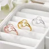 Bagues de cluster visage humain ouvert pour femmes hommes couleur or en acier inoxydable mâle femme fiançailles bague de mariage bijoux