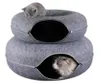 Gato brinquedos donut túnel cama animais de estimação casa natural feltro pet caverna redonda lã para cães pequenos interativo jogar toycat2675213