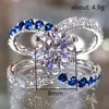 Cluster Rings Huitan Fancy Cross Design Finger Ring For Women Inlaid Blue/White Cubic Zirconia Simple Stylish Female Dance Party Jewelry