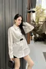 Sashes White Blouse Womens Luxury Formal Shirts Letter Temperament Dress Waist-slimming Shirt Sunscreen Suit Coats SML