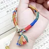 Charm-Armbänder, tibetisch, fertig, buntes Seil, handgewebt, Baumwolle, Farbe, ethnisches Original, weibliches Armband, Literatur-Zubehör