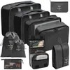 78910 PCS Set Seyahat Organizatör Depolama Çantaları Bavul Paket Küpleri Set Kılıfları Taşınabilir Bagaj Giysileri Ayakkabı Düzenli Koşu Katlama 231228