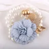 Fleurs décoratives pour costume de bal, Bracelet de perles de Style coréen, fleur artificielle en soie, ensemble de boutonnière, Corsage de poignet, Rose