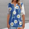 Camicette da donna Camicia da donna Comoda manica in pizzo a maniche lunghe con bottoni Scollo a V Nascondi top a pancia larga Tunica bohémien Camicie corte per