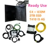 for bmw icom next auto diagnostic tool mb star c4 sd c4 star diagnosis ssd 2024 2in1 laptop t410 i7 6g ram