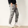 Men's Pants Retro Slim Jogger Cargo Clothes 3D Pockets Outdoor Hiking Camping Casual Wear Washed Trousers Twill Straight Fashion