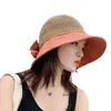 Berets Womens Summer Mesh Top para Sun Visor Beach Hat Split Floppy Wide Brim Doce Bowknot Férias Ao Ar Livre Protetor Solar Bucket Cap