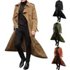 Casaco de lã casaco outwear manga longa trench coats jaqueta elegante bolso inverno magro masculino y231228