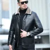 YXL-838 Natural Leather Men's Autumn and Winter Sheepskin Casual Lapel Mid Length Business Leather Down Jacket Plus Size 231228