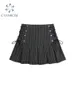 Y2k плиссированная юбка женская сексуальная с высокой талией серая полоска бандажные мини-юбки летние трапециевидные винтажные Harajuku Streetwar 231228
