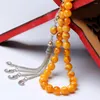 Chapelet musulman à brins, couleur ambre, 10mm, Tasbih, cadeau du Ramadan, pompon en métal argenté, Tarbons pour hommes, Misbaha, Tasbeeh islamique