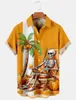 Mäns casual skjortor skalle strand hawaiian skjorta utomhus street daglig fall vändning kort ärm mode knäppt för pojkar