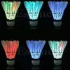 4 peças passarinhos iluminação noite escura peteca colorida led badminton 231229