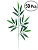 50個の人工緑の竹の葉偽の緑の植物緑の葉のための緑の葉エルオフィスの結婚式の飾り5087761