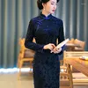 Vêtements ethniques Robe chinoise traditionnelle d'impression serrée Sexy Slim Cheongsam Col Mandarin Vintage Élégant Qipao Grande Taille 4XL Classique