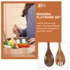 Dinnerware Sets Wooden Serving Utensils Flatware Tablespoon Eco Friendly Set Tableware