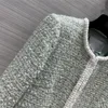 24 FW Women Coats Jacket Embroidered Cotton Tweed Blouson With Letter Buttons Vintage Designer Coat Girls Milan Runway Crochet Designer Tops Braid Outwear Blazer