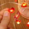 Cordas 2m LED Coração Vermelho Luz de Corda Bateria Alimentada Dia dos Namorados Lâmpada Garland Festa de Casamento Férias Decoração de Casa Ao Ar Livre