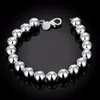 Bangle Fashion Jewelry 925 Pure Silver Plated Charm 10MM Solid Buddha Beads Hollow Beads Bracelets Gift Bag H136310o