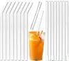 Clear Glass Straw 2008mm Reusable Straight Bent Glass Drinking Straws Brush Eco Friendly Glass Straws for Smoothies Cocktails Xu8610410